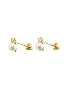 Broqueles redondos Mancini de oro con acabado liso zirconia