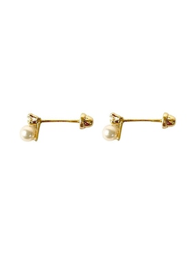 Broqueles redondos Mancini de oro con acabado liso zirconia