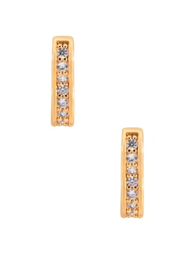 Aretes Huggies De Corazón Unlimited By Ob Acabado Chapa De Oro 18 K Zirconia