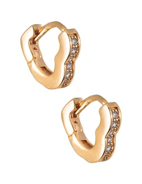 Aretes de corazón Unlimited By Ob con acabado chapa de oro zirconia