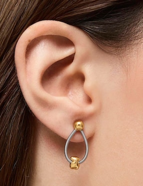 Aretes de aro Tous Mesh Tube de oro con acabado brillante