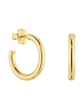 Aretes de aro Tous de plata P 925 con acabado baño de oro