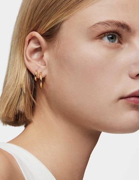 Aretes de aro Tous de plata P 925 con acabado baño de oro