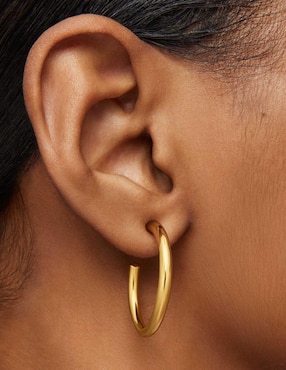 Aretes de aro Tous de plata P 925 con acabado baño de oro