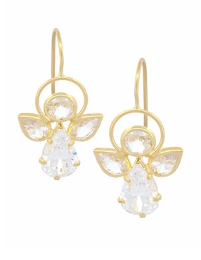 Aretes Largos ángel Casa Del Anillo De Oro 10 K Zirconia