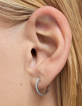 Aretes de aro Tous Les Classiques de oro blanco con acabado pavé diamante