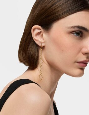 Aretes Tous New Silueta de plata P 925 con acabado baño de oro