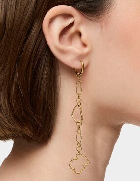 Aretes Tous New Silueta de plata P 925 con acabado baño de oro