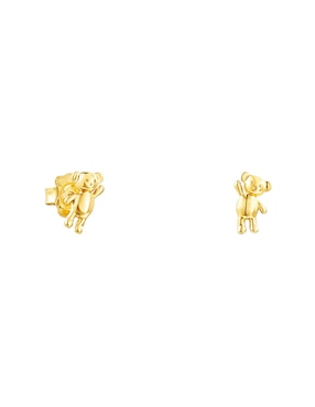 Aretes Cortos De Oso TOUS Teddy Bear De Plata P 925 Acabado Baño Oro