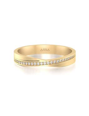 Argolla De Oro 14 K Abba Joyas Zirconia