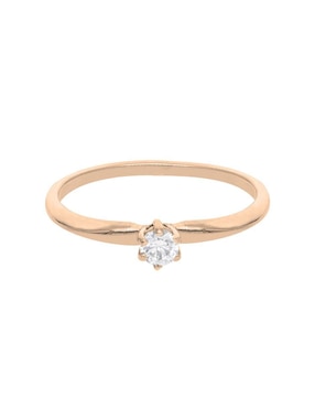 Anillo Redondo Fonelli 14 K De Oro Rosa Zirconia