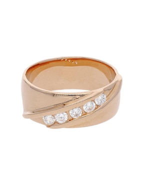 Anillo Redondo Fonelli 14 K De Oro Rosa Zirconia