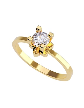 Solitario De Oro Amarillo 14 K Amore Mio Diamante