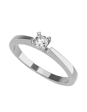 Solitario De Oro Blanco 14 K Amore Mio Diamante