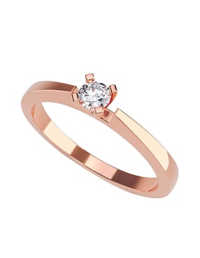 Solitario De Oro Rosa 14 K Amore Mio Diamante