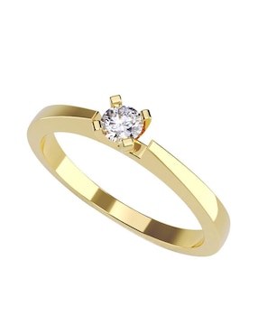 Solitario De Oro Amarillo 14 K Amore Mio Diamante