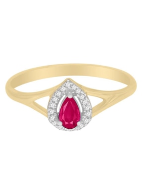 Anillo Fascinare Cristina 14 k de oro amarillo rubí y diamante brillante