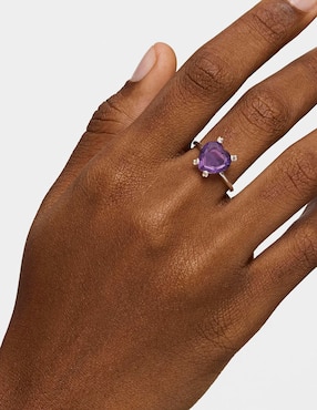 Anillo con gema de corazón Tous Color Pills P 925 de plata amatista brillante