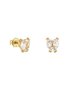 Aretes Cortos De Oso Tous Color Pills De Oro 18 K Con Acabado Brillante Cuarzo