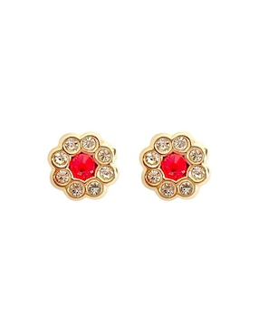 Broqueles de flor Mancini de oro con acabado brillante zirconia