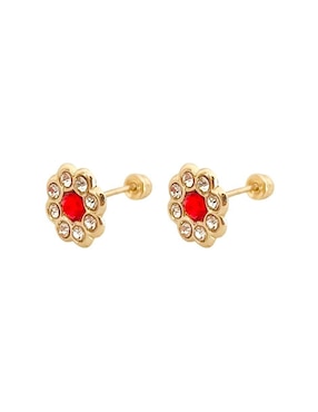 Broqueles de flor Mancini de oro con acabado brillante zirconia
