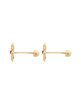 Broqueles de flor Mancini de oro con acabado brillante zirconia