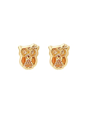 Broqueles de búho Mancini de oro con acabado brillante zirconia