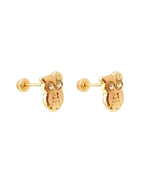 Broqueles de búho Mancini de oro con acabado brillante zirconia