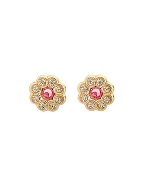 Broqueles de flor Mancini de oro con acabado brillante zirconia