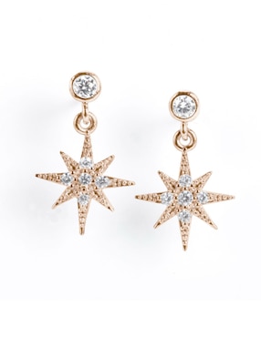 Aretes cortos de estrella Argo Joyeros de oro 14 k con acabado brillante zirconia