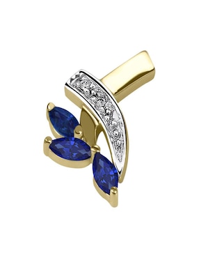 Aretes Fascinare Praga de oro con acabado brillante zafiro y diamante