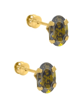Broqueles ovalados Roca de oro con acabado brillante zirconia