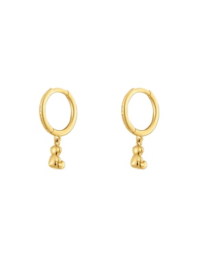 Aretes de aro de oso Tous Bold Bear de oro con acabado brillante