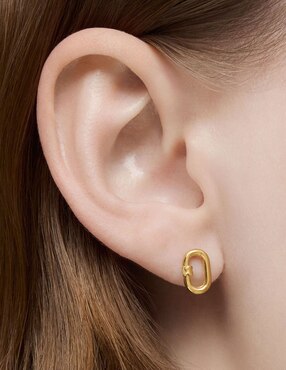 Aretes ovalados Tous Hold Oval de oro con acabado brillante
