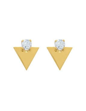 Broqueles triangulares Roca de oro con acabado brillante zirconia