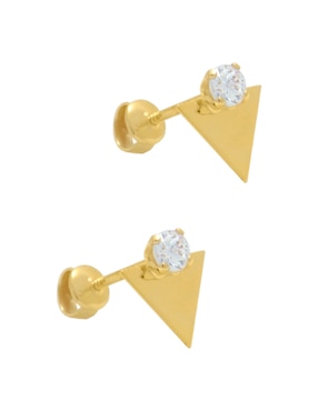 Broqueles triangulares Roca de oro con acabado brillante zirconia