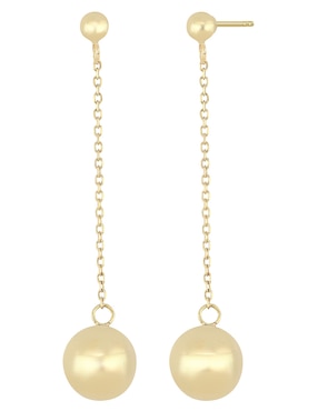 Aretes largos de esfera Bony Levy de oro 14 K con acabado pulido