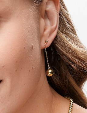 Aretes largos de esfera Bony Levy de oro 14 K con acabado pulido