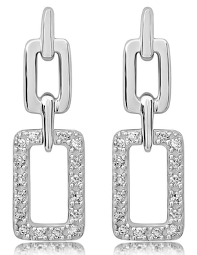 Aretes rectangulares Jayda de oro con acabado brillante diamante