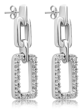 Aretes rectangulares Jayda de oro con acabado brillante diamante