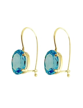 Aretes de óvalo Mancini de oro con acabado brillante aguamarina
