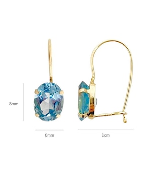 Aretes de óvalo Mancini de oro con acabado brillante aguamarina