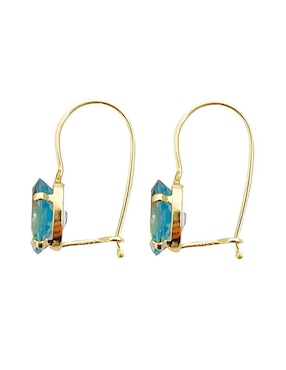 Aretes de óvalo Mancini de oro con acabado brillante aguamarina