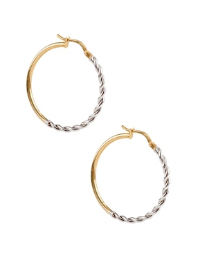 Aretes de aro redondos Del Pia de oro 14 k con acabado pulido