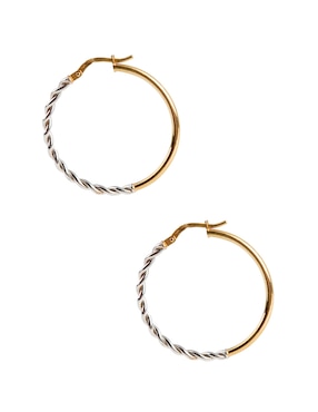 Aretes de aro redondos Del Pia de oro 14 k con acabado pulido
