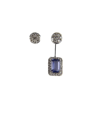 Aretes rectangulares Lucie de oro tanzanita