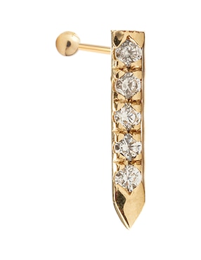 Piercing Ero Jewelry de oro amarillo 14 k con acabado pavé zirconia