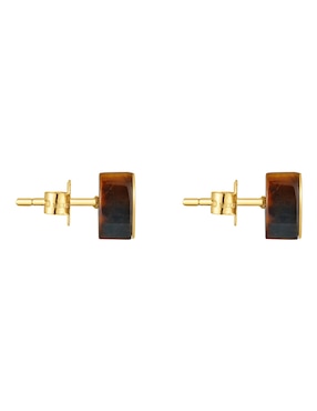 Aretes de corazón Tous 1950 de oro con acabado brillante ojo de tigre