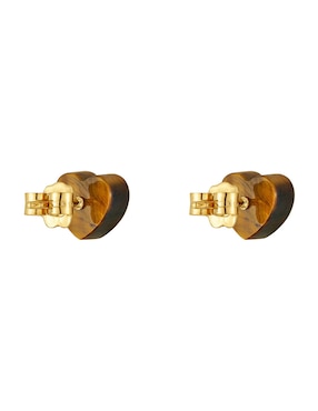 Aretes de corazón Tous 1950 de oro con acabado brillante ojo de tigre