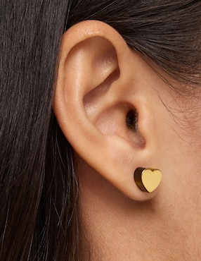 Aretes de corazón Tous 1950 de oro con acabado brillante ojo de tigre